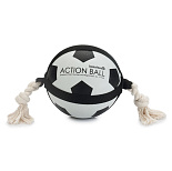 Beeztees Action voetbal met touw 19 cm